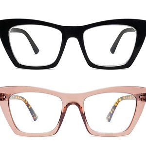 COPY - AMOMOMA Oversized Reading Glasses for Women,Trendy Cat eye Blue Light Co…